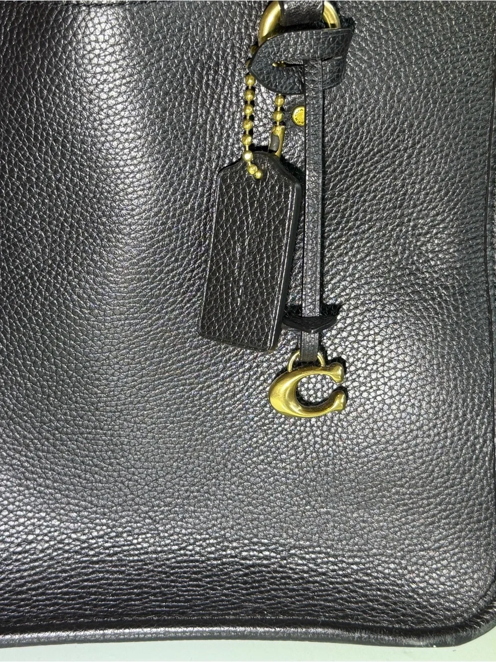 Coach Tyler Carryall 28 Black Pebbled Leather Tote with Gold Hardware